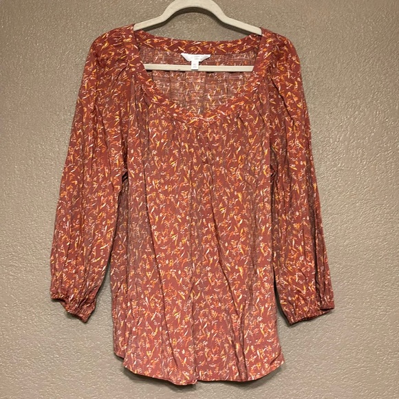 LC Lauren Conrad Plus Size Print Peasant Top EUC - Picture 2 of 7